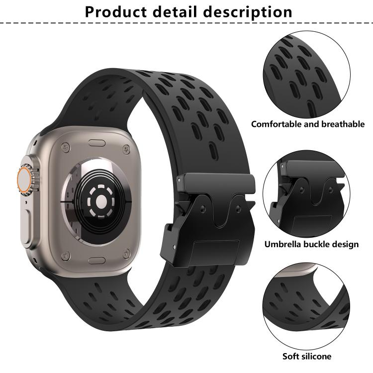 For Apple Watch 46mm / 49mm / 45mm / 44mm Kalebol Mesh Umbrella Buckle Silicone Watch Strap(Milk Tea) - Watch Bands by Kalebol | Online Shopping South Africa | PMC TechLife | Buy Now Pay Later Mobicred