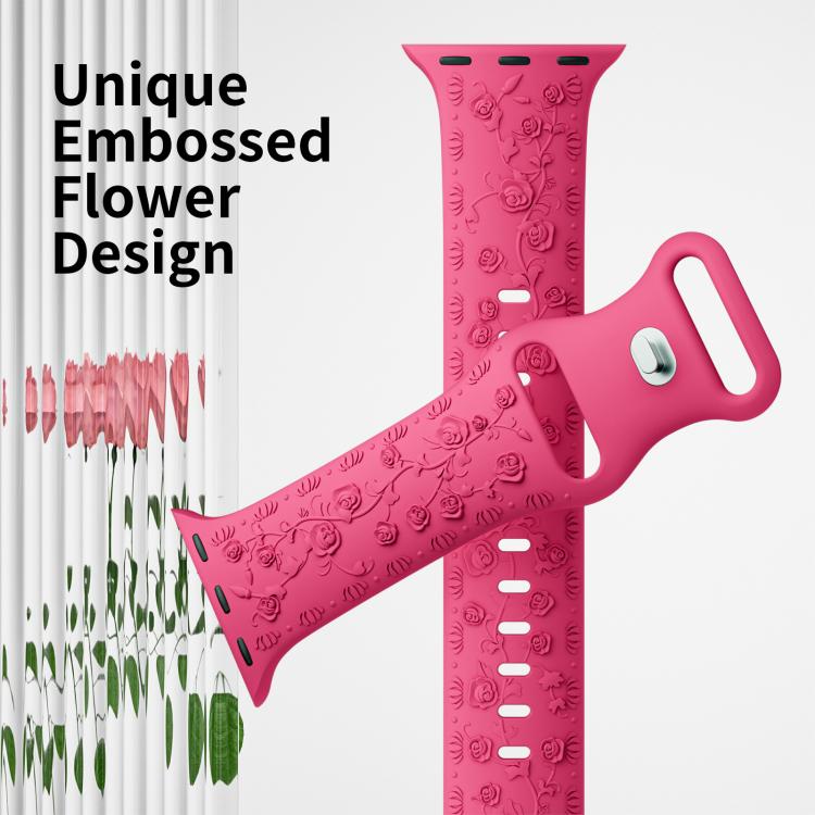 For Apple Watch 46mm / 49mm / 45mm / 44mm Embossed 3D Rose Flower Silicone Watch Band(Milk Tea) - free shipping - PMc TechLife - Order now!