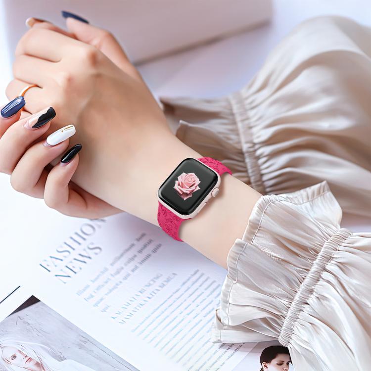 For Apple Watch 42mm / 41mm / 40mm / 38mm Embossed 3D Rose Flower Silicone Watch Band(Orange) - free shipping - PMc TechLife - Order now!