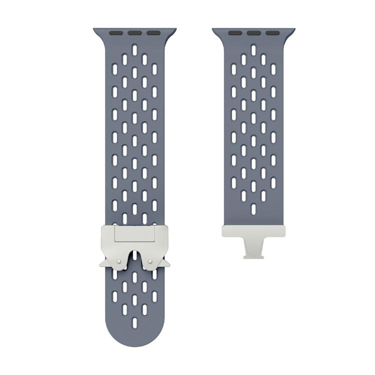 For Apple Watch 46mm / 49mm / 45mm / 44mm Kalebol Mesh Silver Umbrella Buckle Silicone Strap(Blue Grey) - free shipping - PMC TechLife - Order now!