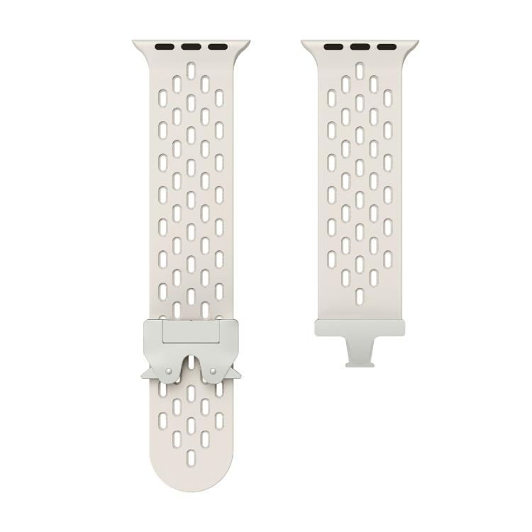 For Apple Watch 46mm / 49mm / 45mm / 44mm Kalebol Mesh Silver Umbrella Buckle Silicone Strap(Starlight) - free shipping - PMC TechLife - Order now!