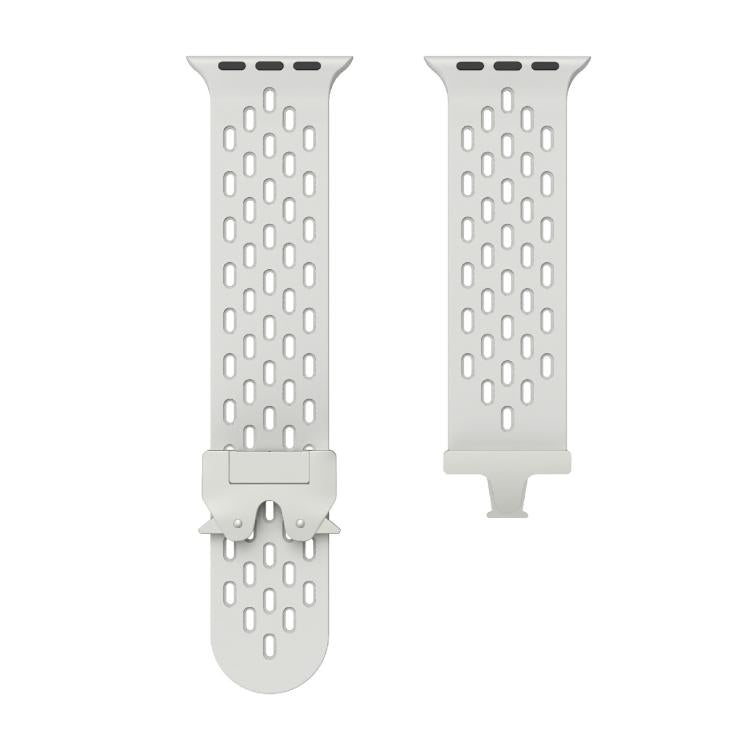 For Apple Watch 42mm / 41mm / 40mm / 38mm Kalebol Mesh Silver Umbrella Buckle Silicone Strap(Grey) - free shipping - PMC TechLife - Order now!
