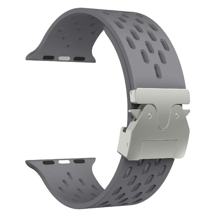 For Apple Watch 42mm / 41mm / 40mm / 38mm Kalebol Mesh Silver Umbrella Buckle Silicone Strap(Space Grey) - free shipping - PMC TechLife - Order now!