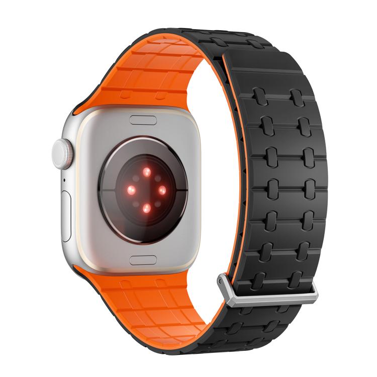 For Apple Watch 46mm / 49mm / 45mm / 44mm Kalebol Magnetic Silicone Watch Strap(Black Orange) - free shipping - PMC TechLife - Order now!