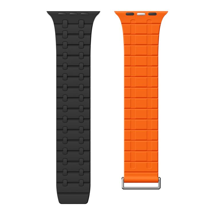 For Apple Watch 46mm / 49mm / 45mm / 44mm Kalebol Magnetic Silicone Watch Strap(Black Orange) - free shipping - PMC TechLife - Order now!
