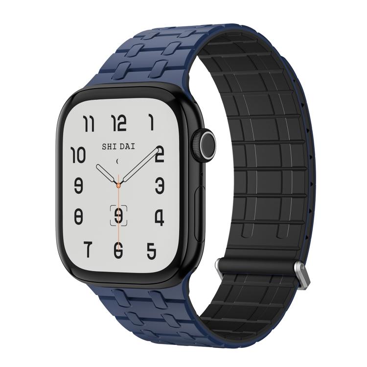 For Apple Watch 46mm / 49mm / 45mm / 44mm Kalebol Magnetic Silicone Watch Strap(Blue Black) - Watch Bands by Kalebol | Online Shopping South Africa | PMC TechLife | Buy Now Pay Later Mobicred