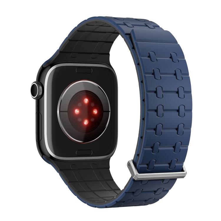 For Apple Watch 46mm / 49mm / 45mm / 44mm Kalebol Magnetic Silicone Watch Strap(Blue Black) - Watch Bands by Kalebol | Online Shopping South Africa | PMC TechLife | Buy Now Pay Later Mobicred