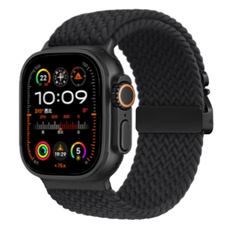 For Apple Watch 46mm / 49mm / 45mm / 44mm Kalebol Wide Umbrella Braided Strap(Black) - Watch Bands by Kalebol | Online Shopping South Africa | PMC TechLife | Buy Now Pay Later Mobicred
