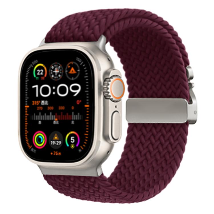 For Apple Watch 46mm / 49mm / 45mm / 44mm Kalebol Wide Umbrella Braided Strap(Wine Red) - Watch Bands by Kalebol | Online Shopping South Africa | PMC TechLife | Buy Now Pay Later Mobicred