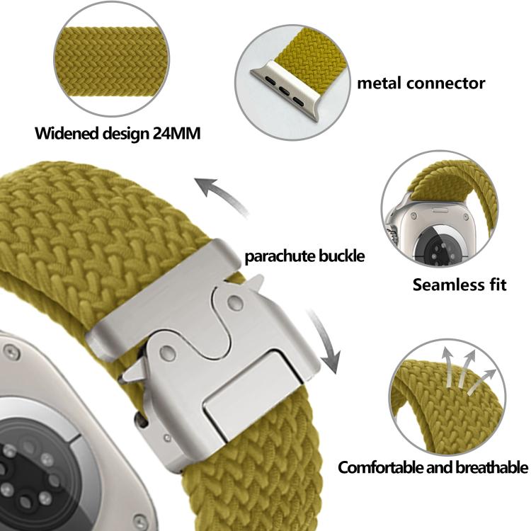 For Apple Watch 42mm / 41mm / 40mm / 38mm Kalebol Wide Umbrella Braided Strap(Yellow Green) - free shipping - PMC TechLife - Order now!