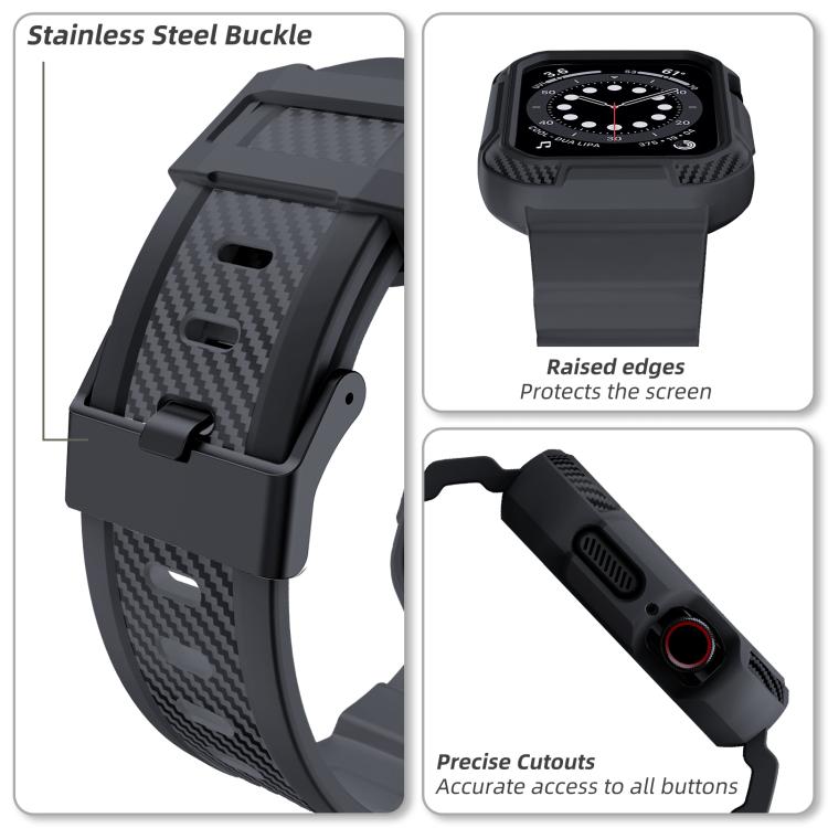 For Apple Watch 46mm / 45mm / 44mm / 42mm VIETAO Carbon Fiber Silicone Strap(Dark Gray) - free shipping - PMc TechLife - Order now!