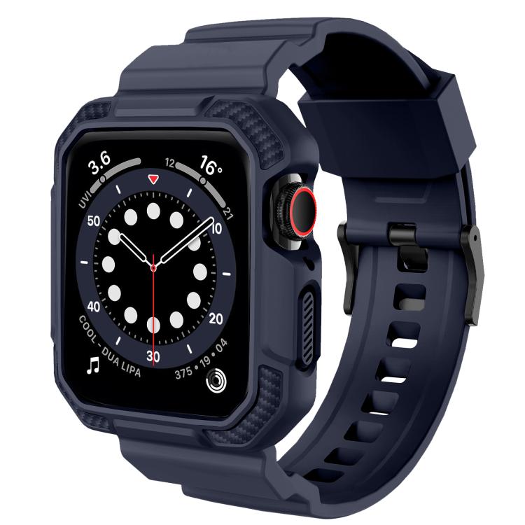 For Apple Watch 46mm / 45mm / 44mm / 42mm VIETAO Carbon Fiber Silicone Strap(Dark Blue) - free shipping - PMc TechLife - Order now!