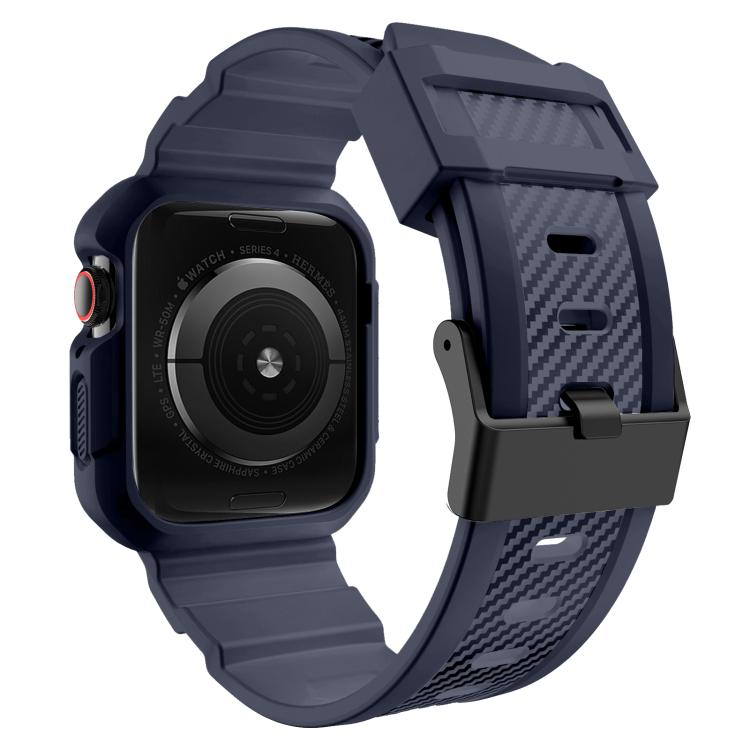 For Apple Watch 46mm / 45mm / 44mm / 42mm VIETAO Carbon Fiber Silicone Strap(Dark Blue) - free shipping - PMc TechLife - Order now!
