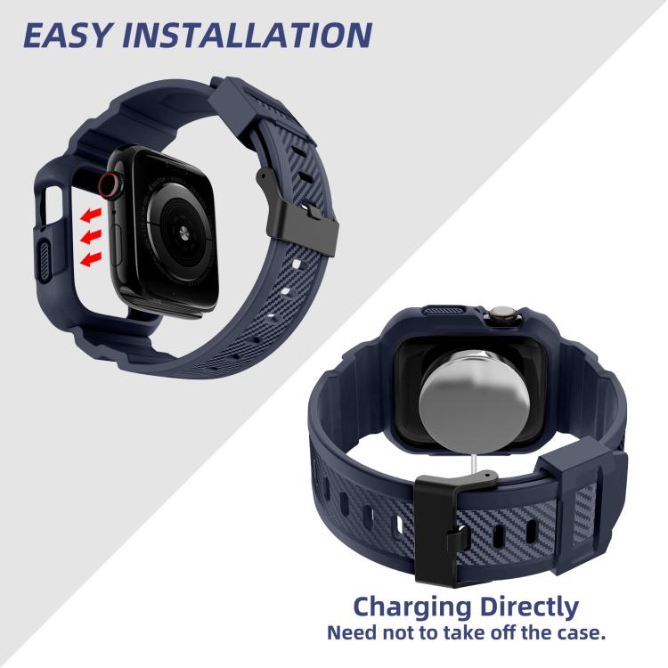 For Apple Watch 46mm / 45mm / 44mm / 42mm VIETAO Carbon Fiber Silicone Strap(Dark Blue) - free shipping - PMc TechLife - Order now!