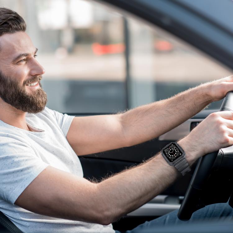 For Apple Watch 46mm / 45mm / 44mm / 42mm VIETAO Carbon Fiber Silicone Strap(Transparent Grey) - free shipping - PMc TechLife - Order now!