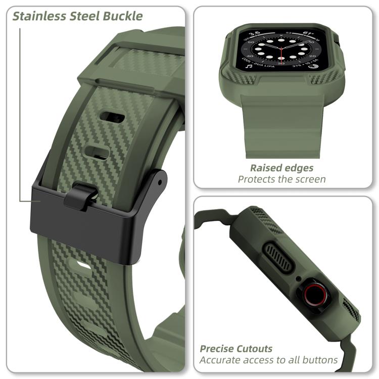 For Apple Watch 42mm / 41mm / 40mm / 38mm VIETAO Carbon Fiber Silicone Strap(Grass Green) - free shipping - PMc TechLife - Order now!