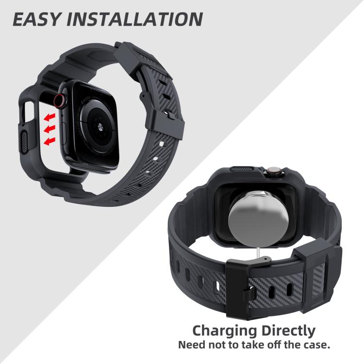 For Apple Watch 42mm / 41mm / 40mm / 38mm VIETAO Carbon Fiber Silicone Strap(Dark Gray) - free shipping - PMc TechLife - Order now!