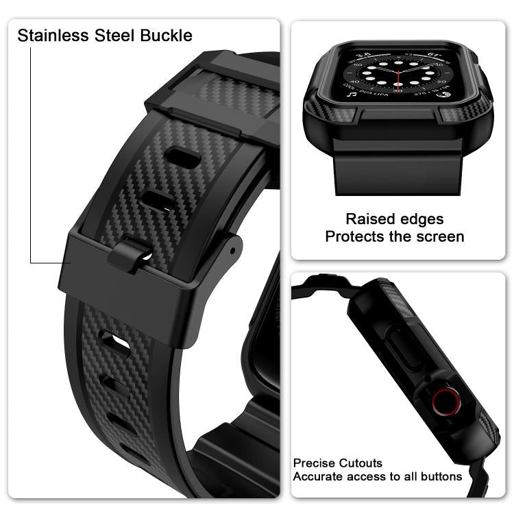 For Apple Watch Ultra 2 / 1 49mm VIETAO Carbon Fiber Silicone Strap(Black) - Watch Bands by VIETAO | Online Shopping South Africa | PMc TechLife | Buy Now Pay Later Mobicred