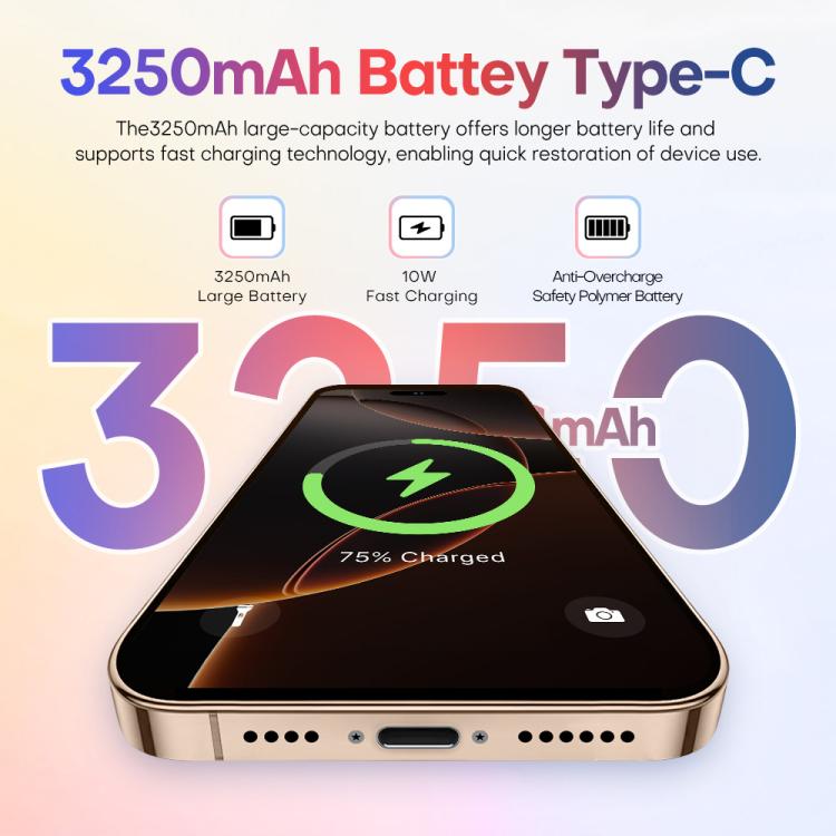 A88 / i16 Pro Max, 2GB+16GB, 6.6 inch Android 8.1 MTK6580A Quad Core, OTG, Network: 3G, Dual SIM, Plug:EU Plug(Desert Gold) - free shipping - PMc TechLife - Order now!