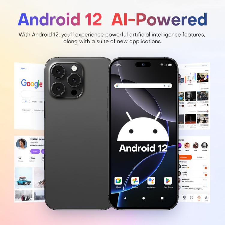 A88A / i16 Pro Max, 6GB+64GB, 6.6 inch Android 12 MTK6762 Helio G25 Octa Core, NFC, OTG, Network: 4G, Dual SIM, Plug:UK Plug(Titanium Grey) - free shipping - PMc TechLife - Order now!