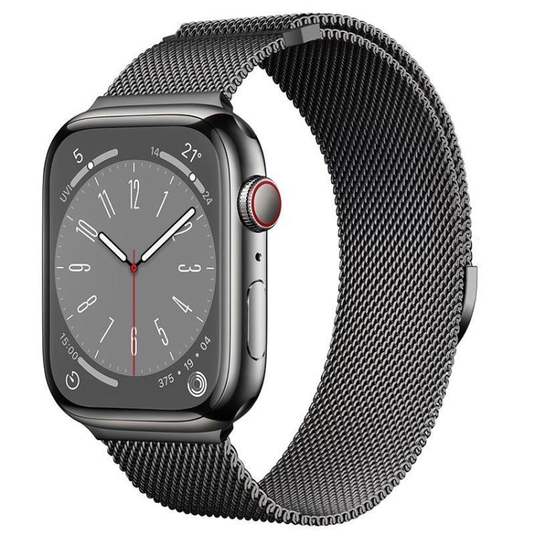 For Apple Watch 46mm / 49mm / 45mm / 44mm Kalebol Semi-circular Milanese Stainless Steel Strap(Gun Color) - Watch Bands by Kalebol | Online Shopping South Africa | PMC TechLife | Buy Now Pay Later Mobicred
