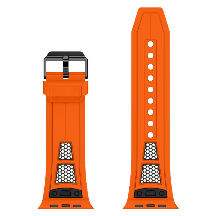 For Apple Watch 46mm / 49mm / 45mm / 44mm Kalebol Honeycomb TPU Black Mesh Strap(Orange Black Net) - free shipping - PMC TechLife - Order now!