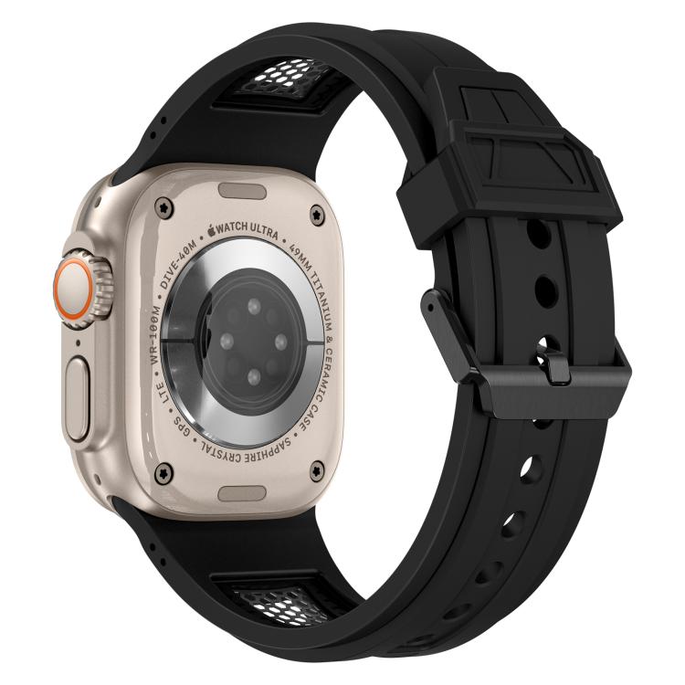 For Apple Watch 46mm / 49mm / 45mm / 44mm Kalebol Honeycomb TPU Black Mesh Strap(Black Black Net) - free shipping - PMC TechLife - Order now!