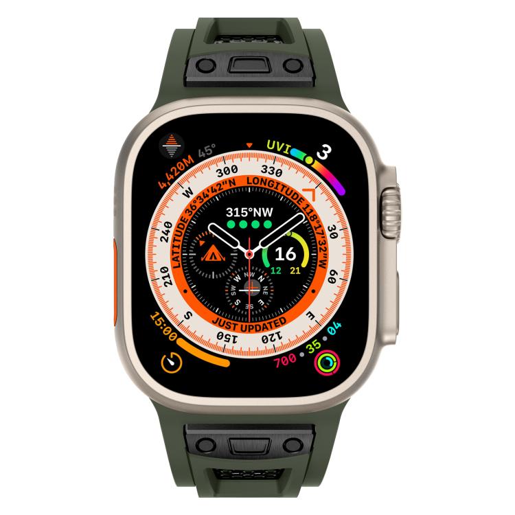 For Apple Watch 46mm / 49mm / 45mm / 44mm Kalebol Honeycomb TPU Black Mesh Strap(Army Green Black Net) - free shipping - PMC TechLife - Order now!