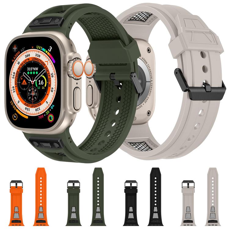 For Apple Watch 46mm / 49mm / 45mm / 44mm Kalebol Honeycomb TPU Black Mesh Strap(Black Black Net) - free shipping - PMC TechLife - Order now!