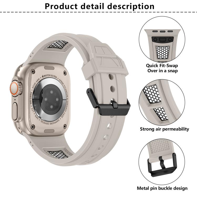 For Apple Watch 46mm / 49mm / 45mm / 44mm Kalebol Honeycomb TPU Black Mesh Strap(Orange Black Net) - free shipping - PMC TechLife - Order now!
