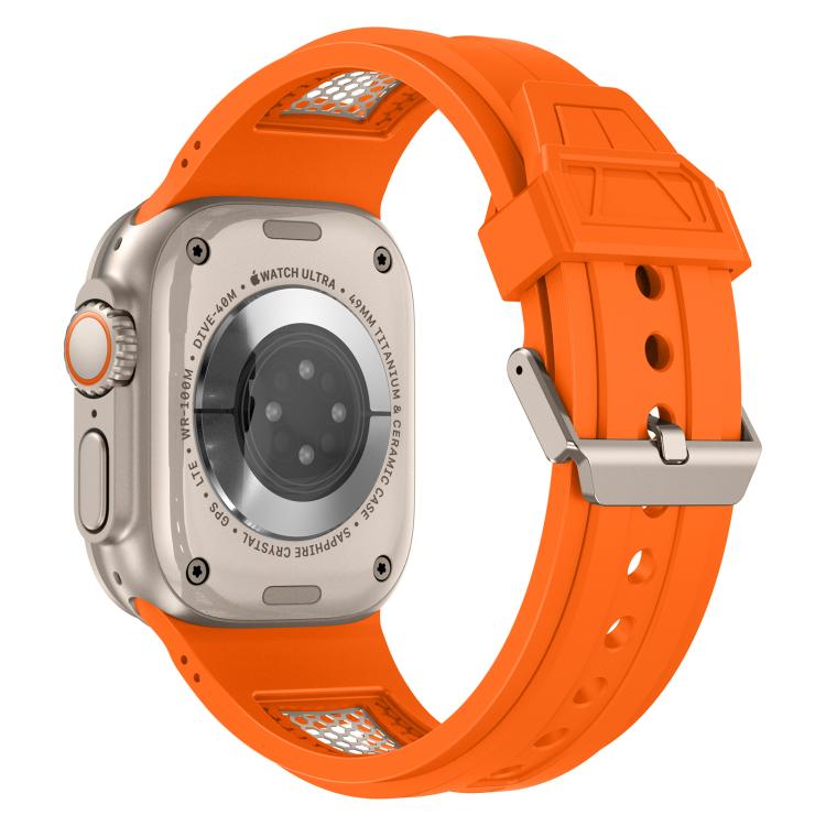 For Apple Watch 46mm / 49mm / 45mm / 44mm Kalebol Honeycomb TPU Titanium Mesh Strap(Orange Titanium Net) - free shipping - PMC TechLife - Order now!