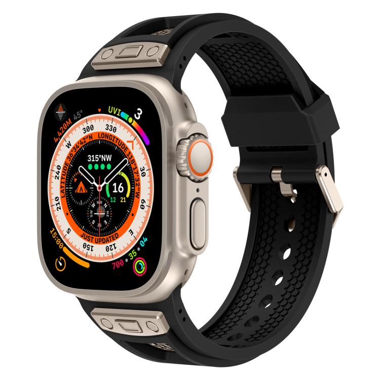 For Apple Watch 46mm / 49mm / 45mm / 44mm Kalebol Honeycomb TPU Titanium Mesh Strap(Black Titanium Net) - free shipping - PMC TechLife - Order now!