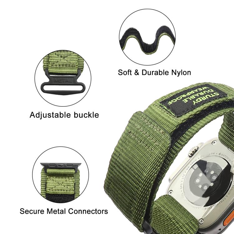 For Apple Watch 42mm / 41mm / 40mm / 38mm Kalebol Simple Two Section Nylon Strap(Army Green) - Watch Bands by Kalebol | Online Shopping South Africa | PMC TechLife | Buy Now Pay Later Mobicred