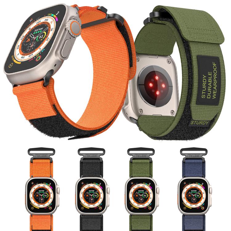 For Apple Watch 46mm / 49mm / 45mm / 44mm Kalebol Simple Two Section Nylon Strap(Black) - Watch Bands by Kalebol | Online Shopping South Africa | PMC TechLife | Buy Now Pay Later Mobicred