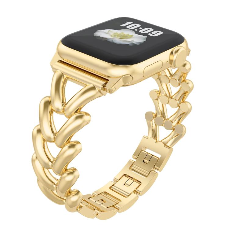 For Apple Watch 46mm / 49mm / 45mm / 44mm Kalebol V-shaped Zinc Alloy Strap(Gold) - free shipping - PMC TechLife - Order now!