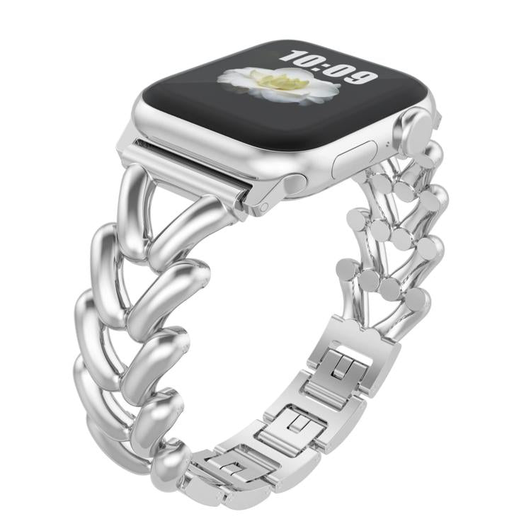 For Apple Watch 46mm / 49mm / 45mm / 44mm Kalebol V-shaped Zinc Alloy Strap(Silver) - free shipping - PMC TechLife - Order now!