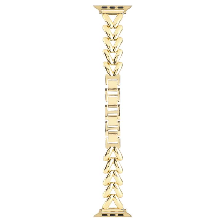 For Apple Watch 42mm / 41mm / 40mm / 38mm Kalebol V-shaped Zinc Alloy Strap(Gold) - free shipping - PMC TechLife - Order now!