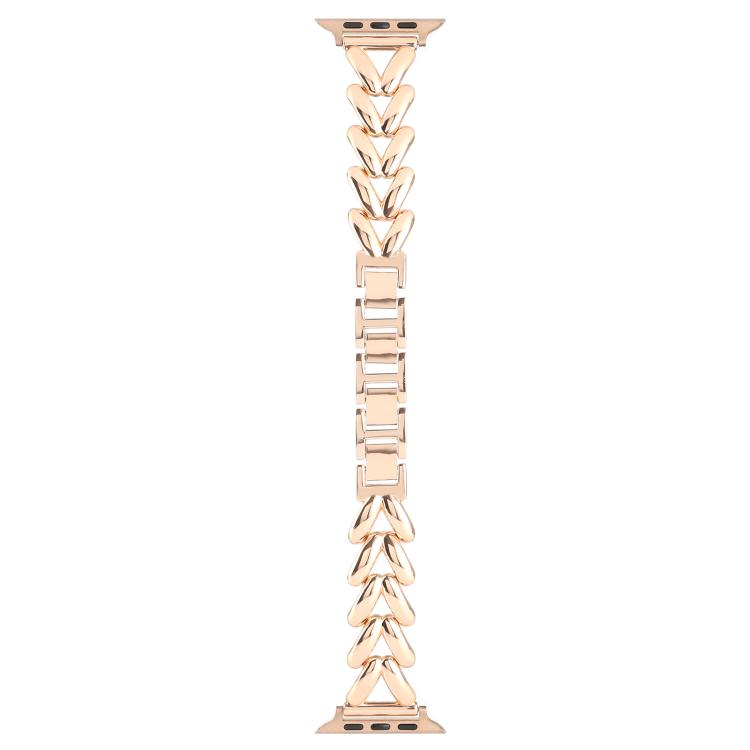 For Apple Watch 42mm / 41mm / 40mm / 38mm Kalebol V-shaped Zinc Alloy Strap(Rose Gold) - free shipping - PMC TechLife - Order now!