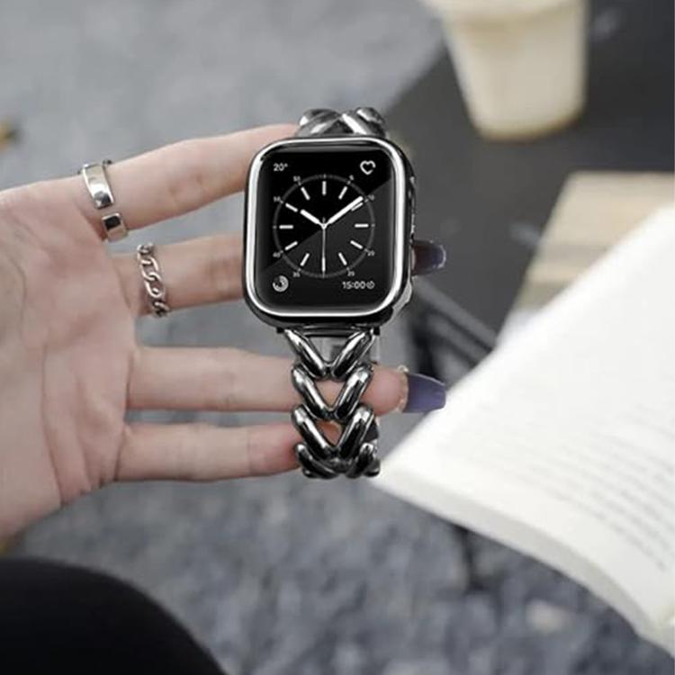 For Apple Watch 46mm / 49mm / 45mm / 44mm Kalebol V-shaped Zinc Alloy Strap(Silver) - free shipping - PMC TechLife - Order now!