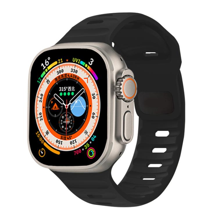 For Apple Watch 46mm / 49mm / 45mm / 44mm Kalebol Sport Silicone Strap(Black) - Watch Bands by Kalebol | Online Shopping South Africa | PMC TechLife | Buy Now Pay Later Mobicred