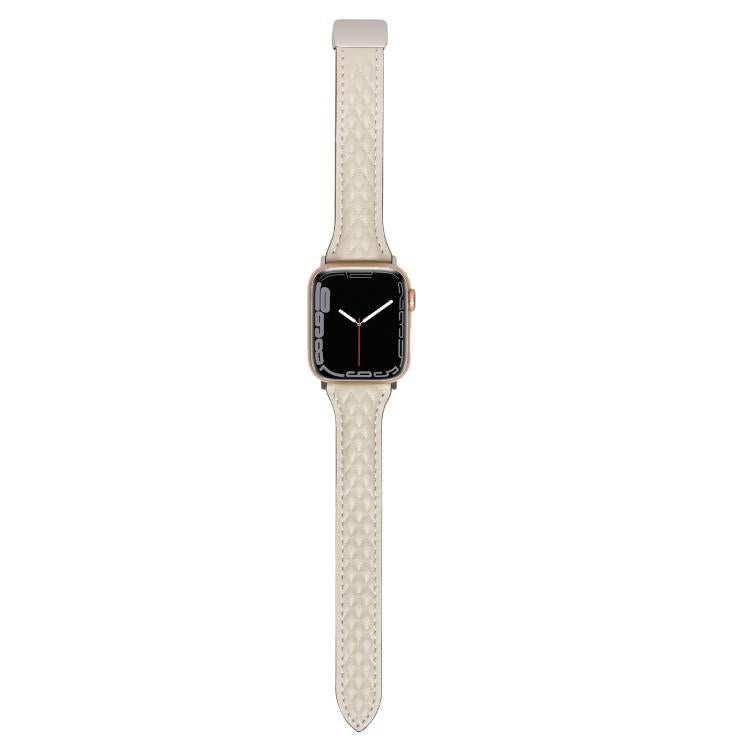 For Apple Watch 46mm / 49mm / 45mm / 44mm Kalebol Diamond Pattern Magnetic Buckle Leather Strap(Starlight) - Watch Bands by Kalebol | Online Shopping South Africa | PMC TechLife | Buy Now Pay Later Mobicred