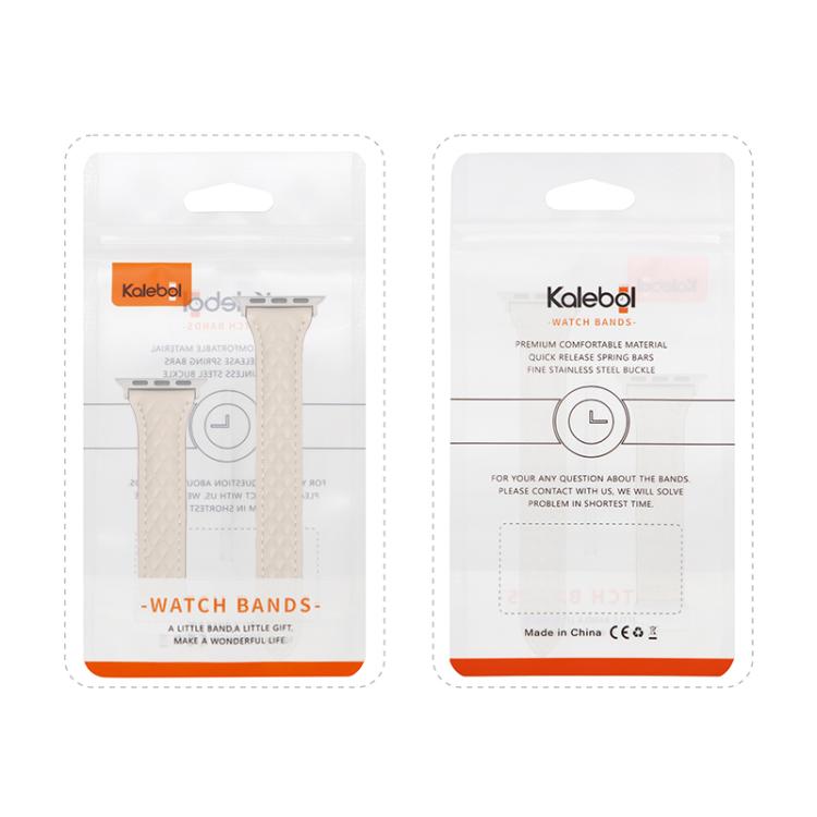 For Apple Watch 46mm / 49mm / 45mm / 44mm Kalebol Diamond Pattern Magnetic Buckle Leather Strap(Mist Blue) - Watch Bands by Kalebol | Online Shopping South Africa | PMC TechLife | Buy Now Pay Later Mobicred