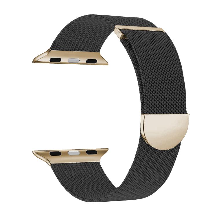For Apple Watch 46mm / 49mm / 45mm / 44mm Kalebol Semi-round Tail Milan Stainless Steel Strap(Black Gold) - Watch Bands by Kalebol | Online Shopping South Africa | PMC TechLife | Buy Now Pay Later Mobicred