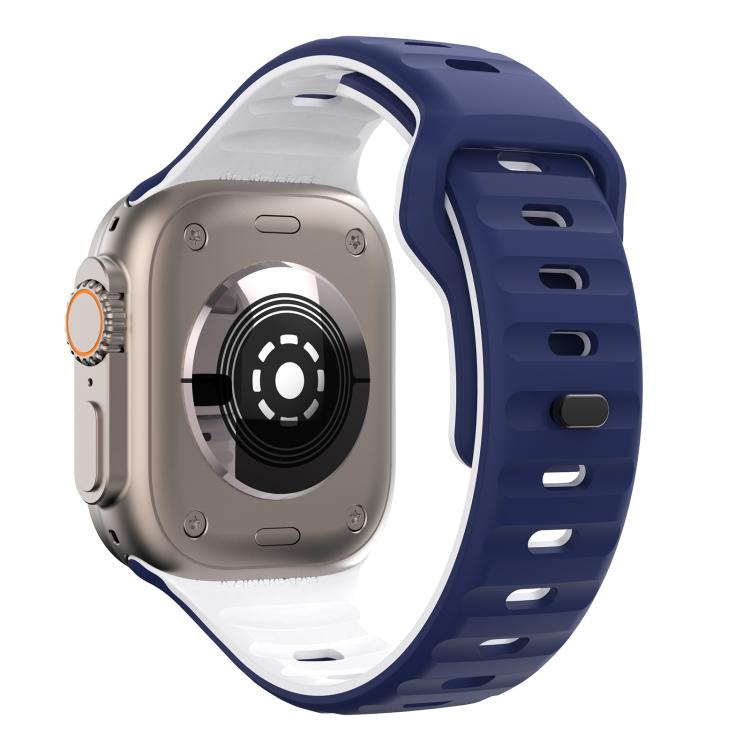 For Apple Watch 46mm / 49mm / 45mm / 44mm Kalebol Wave Reverse Buckle Two-color Silicone Strap(Midnight Blue White) - Watch Bands by Kalebol | Online Shopping South Africa | PMC TechLife | Buy Now Pay Later Mobicred