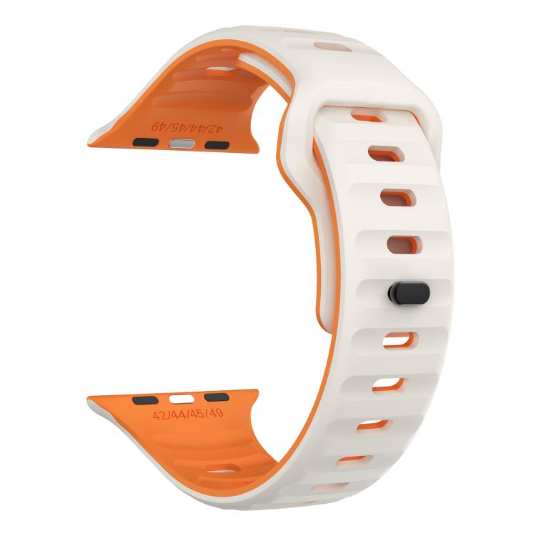 For Apple Watch 46mm / 49mm / 45mm / 44mm Kalebol Wave Reverse Buckle Two-color Silicone Strap(Starlight Orange) - Watch Bands by Kalebol | Online Shopping South Africa | PMC TechLife | Buy Now Pay Later Mobicred