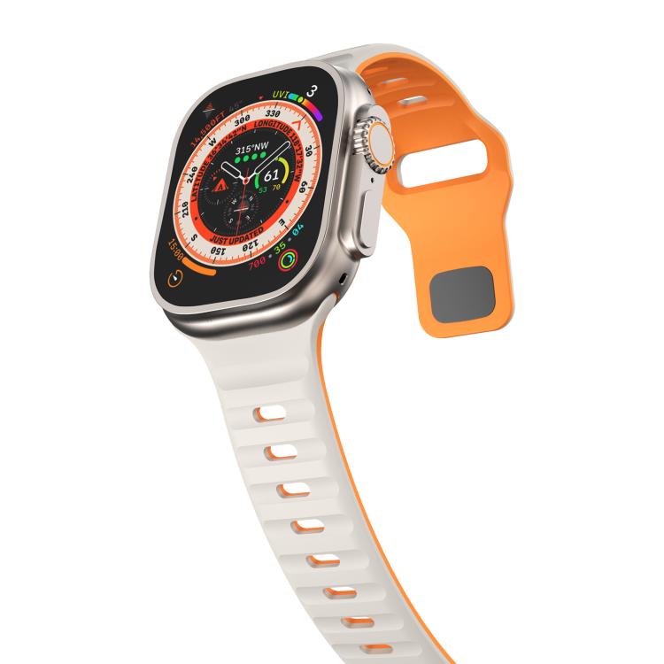 For Apple Watch 46mm / 49mm / 45mm / 44mm Kalebol Wave Reverse Buckle Two-color Silicone Strap(Starlight Orange) - Watch Bands by Kalebol | Online Shopping South Africa | PMC TechLife | Buy Now Pay Later Mobicred