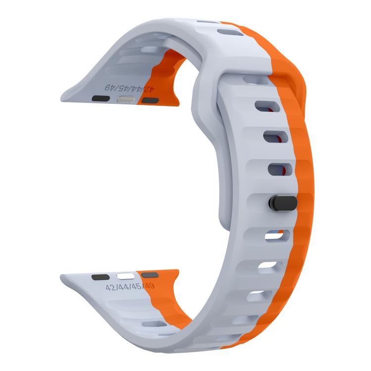 For Apple Watch 46mm / 49mm / 45mm / 44mm Kalebol Wave Reverse Buckle Two-color Silicone Strap(Wild Path Grey Orange) - Watch Bands by Kalebol | Online Shopping South Africa | PMC TechLife | Buy Now Pay Later Mobicred