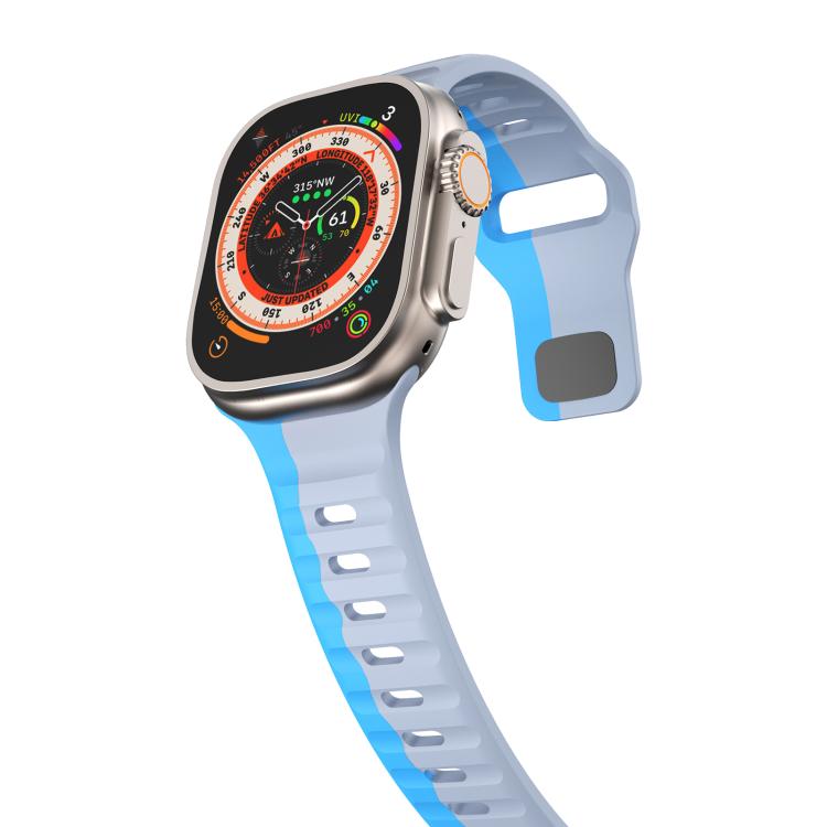 For Apple Watch 46mm / 49mm / 45mm / 44mm Kalebol Wave Reverse Buckle Two-color Silicone Strap(Wild Path Grey Blue) - Watch Bands by Kalebol | Online Shopping South Africa | PMC TechLife | Buy Now Pay Later Mobicred