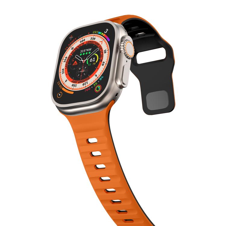 For Apple Watch 42mm / 41mm / 40mm / 38mm Kalebol Wave Reverse Buckle Two-color Silicone Strap(Orange Black) - Watch Bands by Kalebol | Online Shopping South Africa | PMC TechLife | Buy Now Pay Later Mobicred