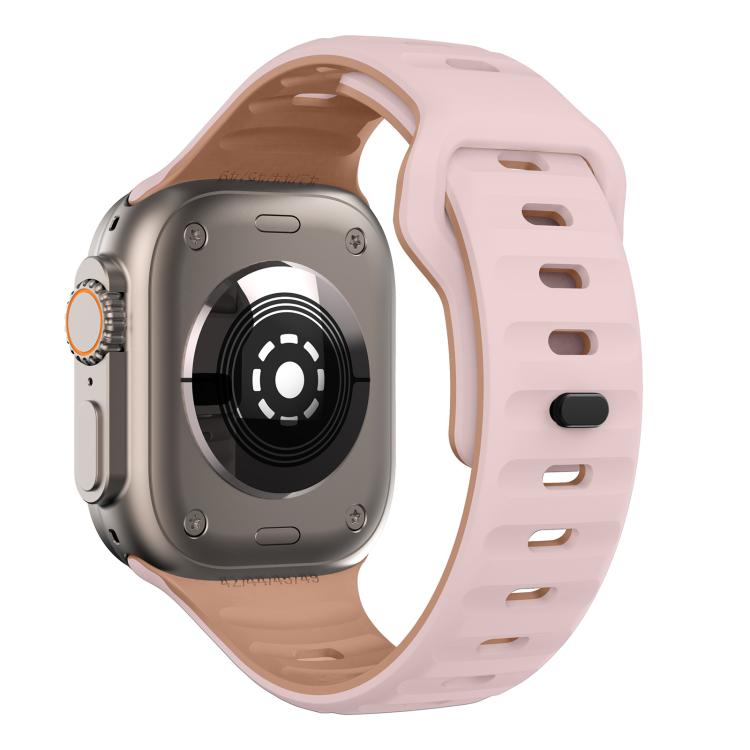 For Apple Watch 42mm / 41mm / 40mm / 38mm Kalebol Wave Reverse Buckle Two-color Silicone Strap(Oxford Pink Rose Grey) - Watch Bands by Kalebol | Online Shopping South Africa | PMC TechLife | Buy Now Pay Later Mobicred